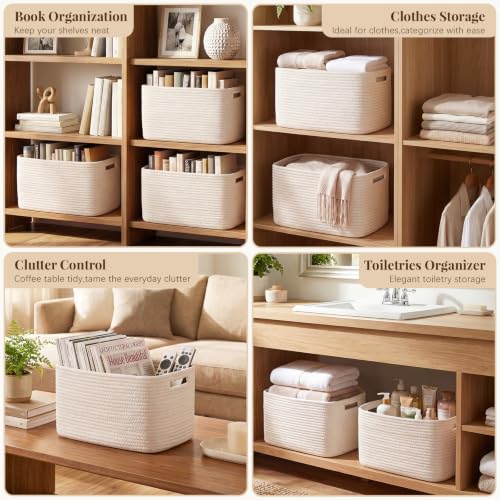 OIASKET 4Packs Natural Cotton Rope Storage Baskets for Organizing - Image 7