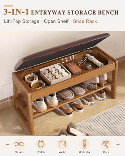 Shoe Rack Bench with Hidden Storage, 2‑Tier Solid | Home Organization - Image 7