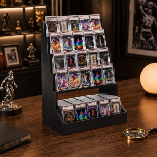 Trading Card Display,4-Tier Card Display Case with 5-Row Storage - Image 3