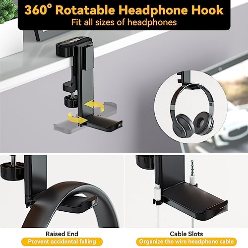 KDD 4 in 1 Desk Cup Holder - Clamp on Under Desk Headphone - Image 4