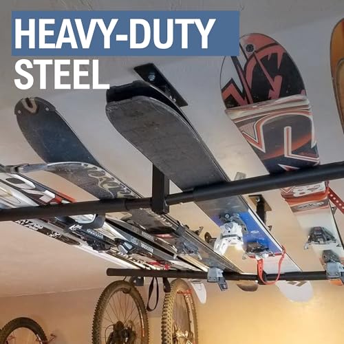 StoreYourBoard Adjustable Ski and Snowboard Ceiling Rack - Image 5