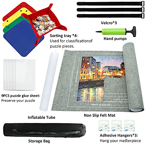 Portable Puzzle Mat Roll Up - with 9 Glue Sheets, Sorting Trays - Image 7