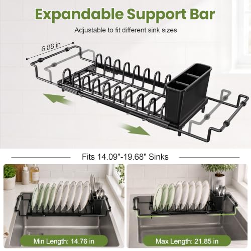 Over Sink Dish Drying Rack - Expandable 14"-22" Small Dish - Image 5