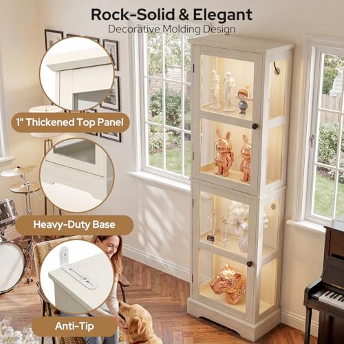 LED Curio Cabinet with Glass Doors, Smart Narrow Collectible - Image 4