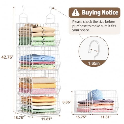 4" Extra Deeper Foldable Hanging Closet Organizer, Small Wire - Image 4