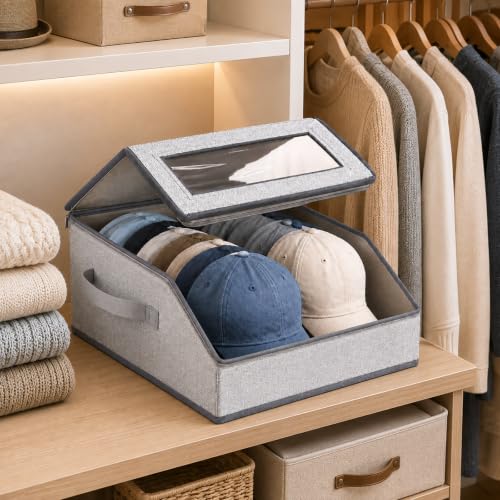 Hat Organizer for Baseball Caps, Hat Storage Box with Clear Top - Image 3