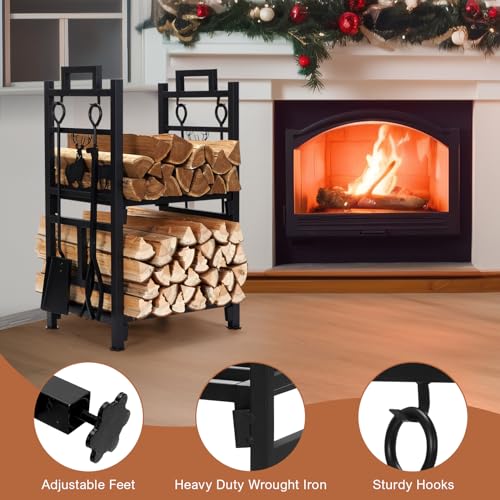 INNO STAGE Firewood Rack Fireplce Firepit Tools Set, Iron - Image 8