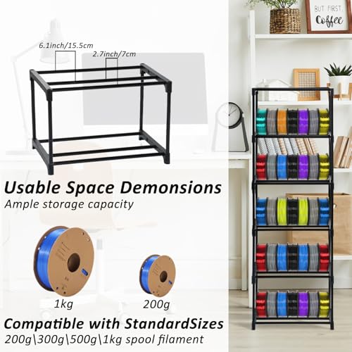 2 Pack 3D Printer Filament Storage Rack, 6-Tier | Home Organization - Image 7