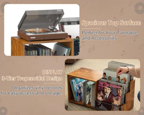 Vinyl Record Storage with Record Player Stand, Holds 120+ Albums - Image 5