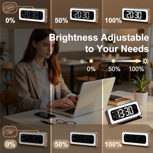 Clock Camera,Wood Grain,5G/2.4GHz WiFi Nanny Cam w/Alarm,2K - Image 6