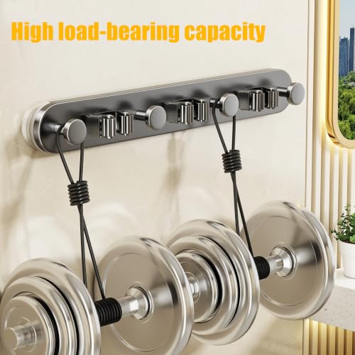Wall Mount Mop and Broom Holder,3 Grippers 4 Hooks,Grey,No-Drill - Image 7