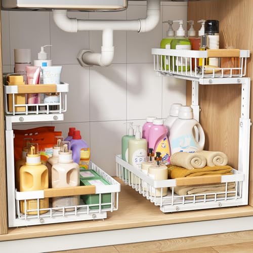 PXRACK Under Sink Organizer, Adjustable Height, 2 Ti | Under Sink Stor - Image 2