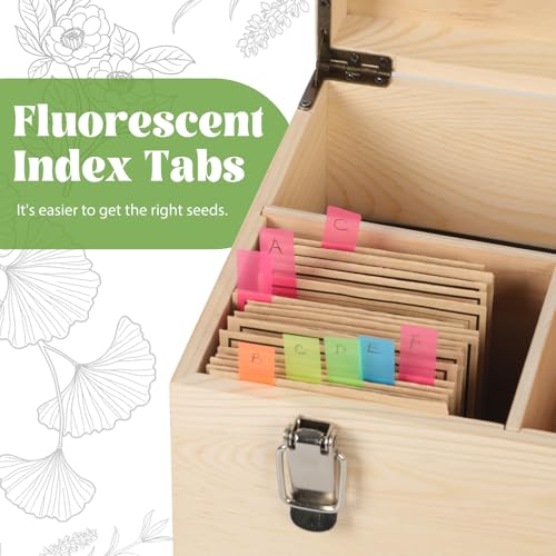 13.1”×7.7”×6” Wood Seed Storage Box 60pcs Seed Envelopes - Image 7
