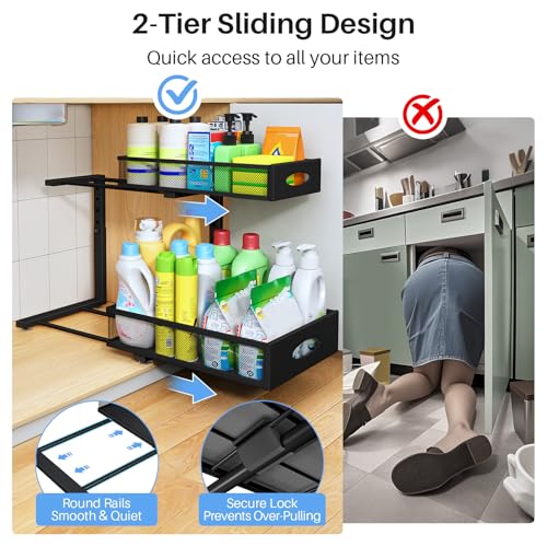 Under Sink Organizer, 2 Pack 2 Tier Pull Out Under Cabinet - Image 6