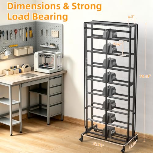 3D Printer Filament Storage Rack with Dust Cover 9-Tier - Image 3