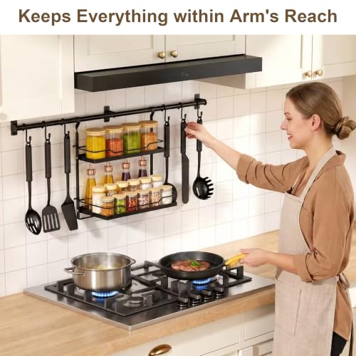 NADAMOO Spice Rack Wall Mount, 2-Tier Kitchen Storage - Image 3