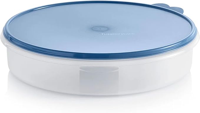 Tupperware 12" Round Pie Taker / Cake Server / Cupcake Courier / Cookie Storage Container with Sapphire Blue Seal