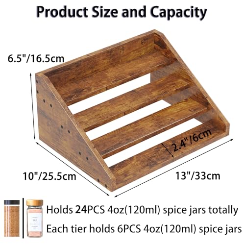 4 Tier Wood Spice Rack Organizer for Cabinet, Super - Image 7