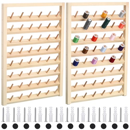 Yahenda 4 Pack 48 Spool Wooden Thread Holder Wall Mounted - Image 2