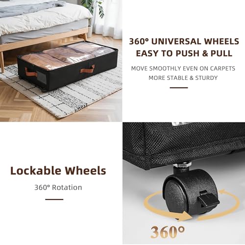 VECELO Under Bed Storage with Wheels, 2 Pack Fully | Home Organization - Image 4