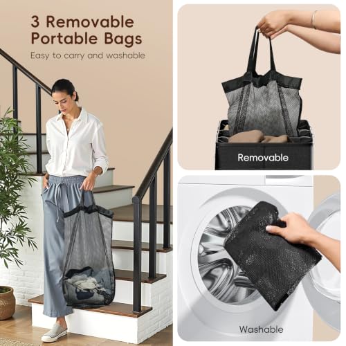 Laundry hamper 3 Section, XL Clothes Hamper with Lid & Inner Bag - Image 7
