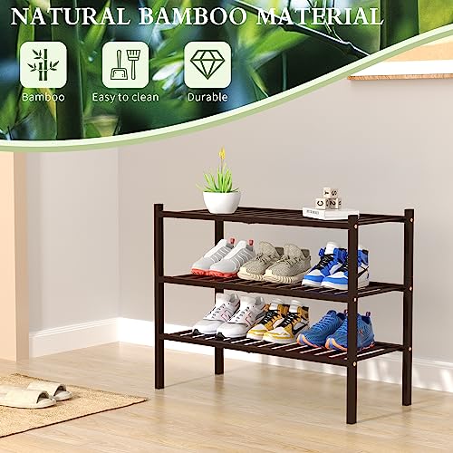 ROMGUAR CRAFT 3 Tier Bamboo Shoe Rack for Closet Free Standing - Image 7
