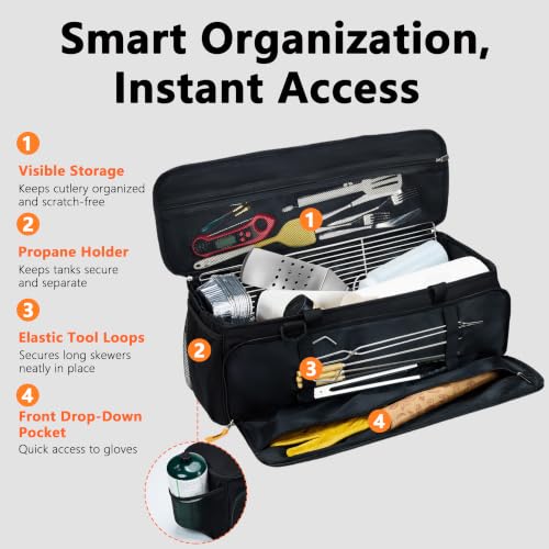 24” Grill Tool Storage with Rigid Bottom Board, BBQ Utensil Bag - Image 6