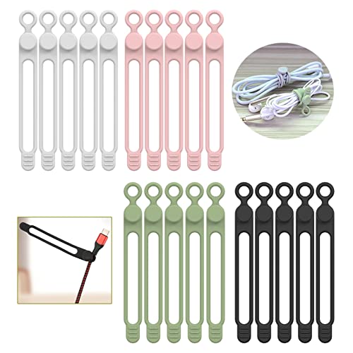 UMUST 20Pcs Silicone Cable Ties, Cable Management Cord Organizer - Image 2