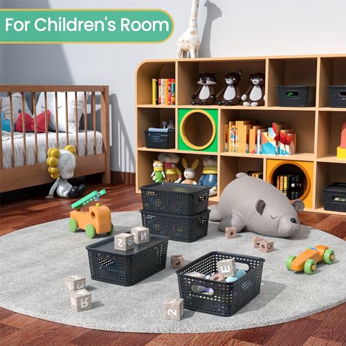 Ohmlove 8 Pack Plastic Storage Baskets with Lids for Organization - Image 6