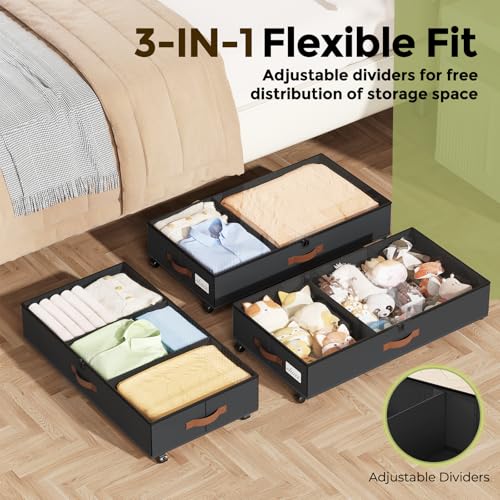 LAMU Under Bed Storage with Wheels, 2 Pack Under Bed - Image 5