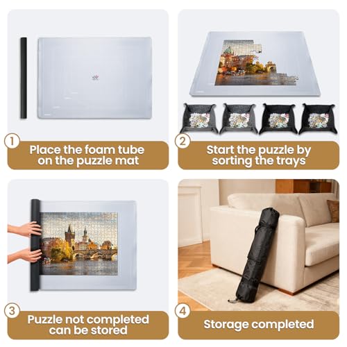 500 Pcs Jigsaw Puzzle Mat Roll Up Smooth Top Saver Pad - Image 6