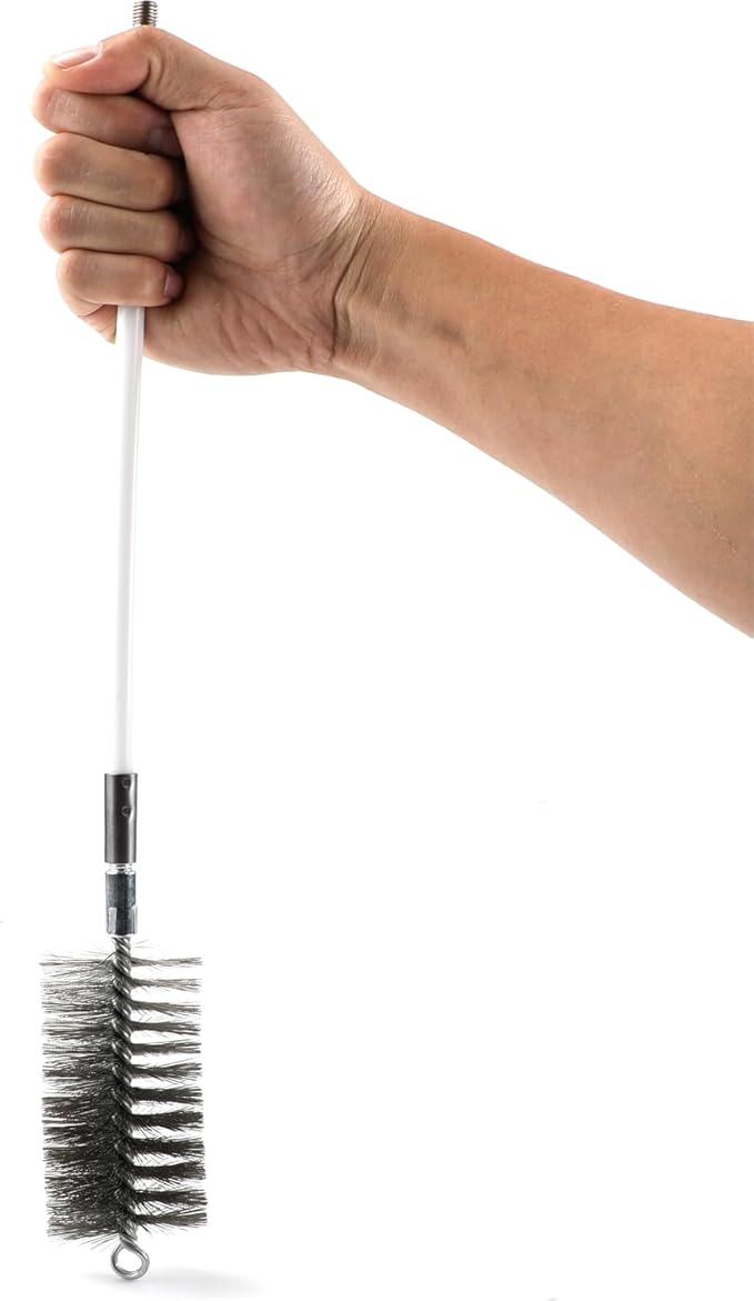 50 in Pipe Cleaning Brush Set with Stainless Steel Bristles, Wire Brush with 4 Flexible Rods, Stainless Steel Pipe Brush 4pcs for Auto Parts, Bottles, Tubes. (3/5, 1, 1 3/5, 2 in Brush Heads)