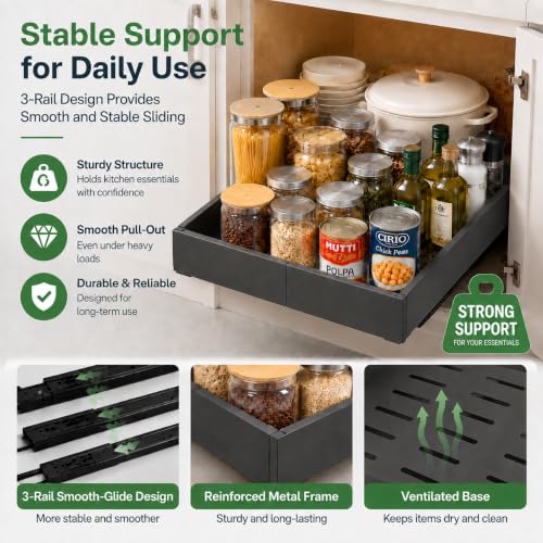 Pull Out Cabinet Organizer, 2 Pack, 12.6"-20.5", No Drill, Black - Image 6