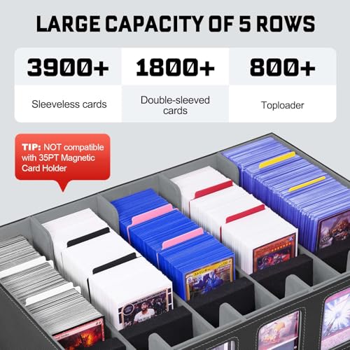 ZLCA Trading Card Storage Box 5-Row with Handle, MTG Storage Box - Image 4