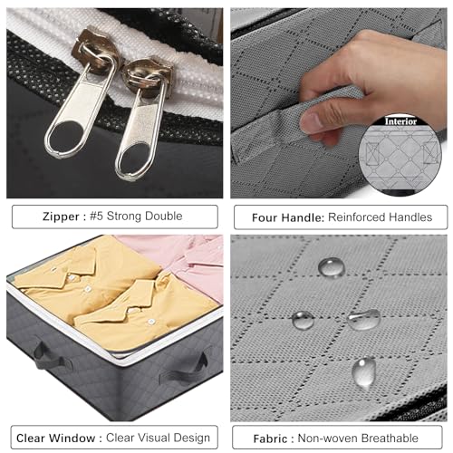4 Pack Under Bed Storage, 95L Foldable Closet Containers - Image 5