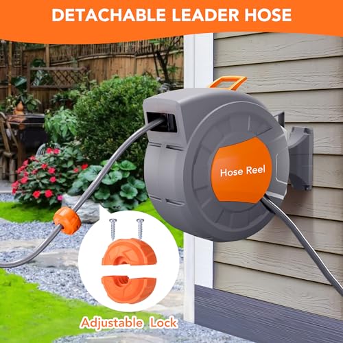1/2 in x 72 ft Retractable Garden Hose Reel, Water Hose Reel Auto - Image 4