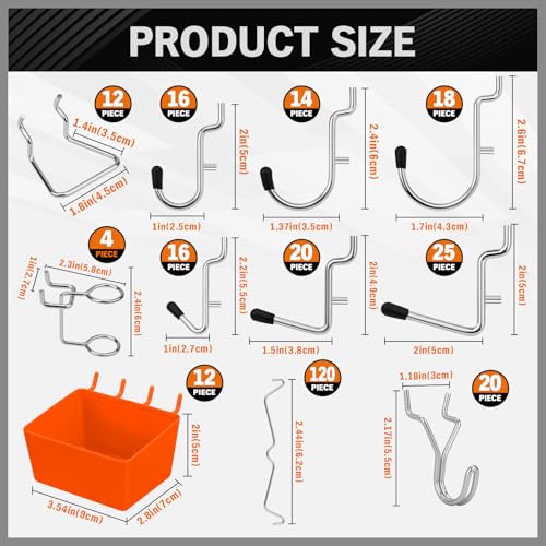 HORUSDY 309 PCS Pegboard Hooks Assortment Kit – 17 Types - Image 3