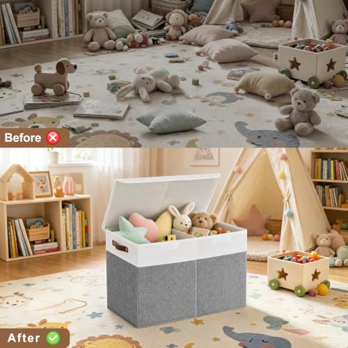 Bagnizer Large Toy Storage Box with Lids, Collapsible Sturdy Baby - Image 5