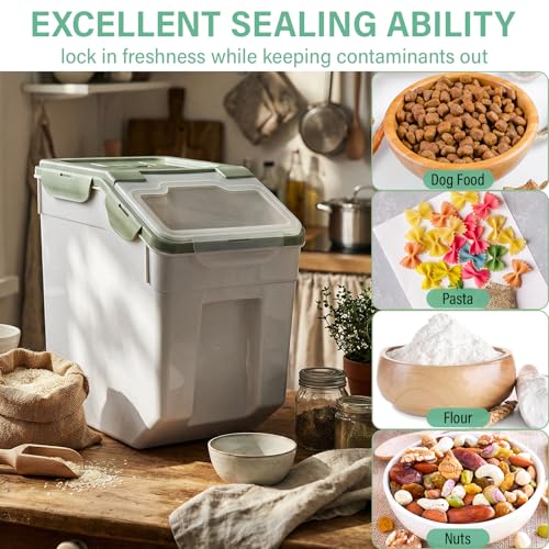 Sunnyray 4 Pcs 33 Lbs Green Rice Flour Storage Bins with Wheels - Image 6
