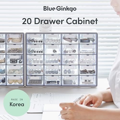 Blue Ginkgo 20-Drawer Storage Cabinet Organizer, Grey - Image 4