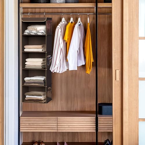 Simple Houseware 5 Shelf Hanging Closet Organizer, Brown - Image 3