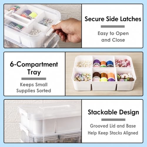 Craft Organizer, 4 Tier Storage Box with Removable Trays, White - Image 5