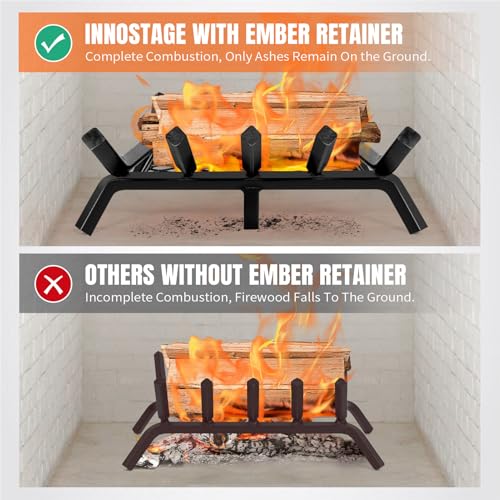 INNO STAGE 17 Inch Fireplace Grate with Ember Retainer - Image 4