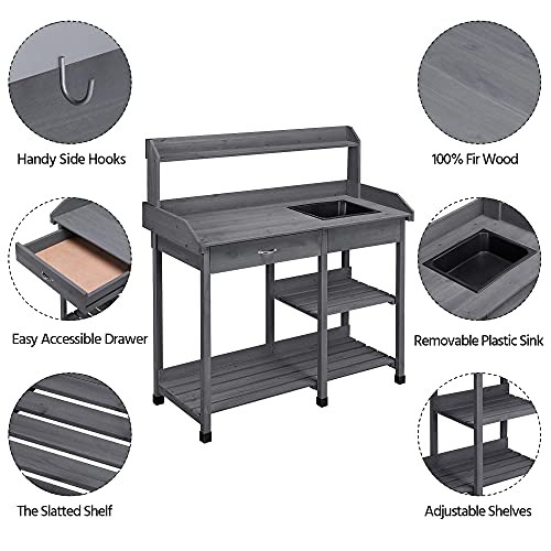 Yaheetech Potting Bench with Sink & Drawer, Outdoor - Image 5
