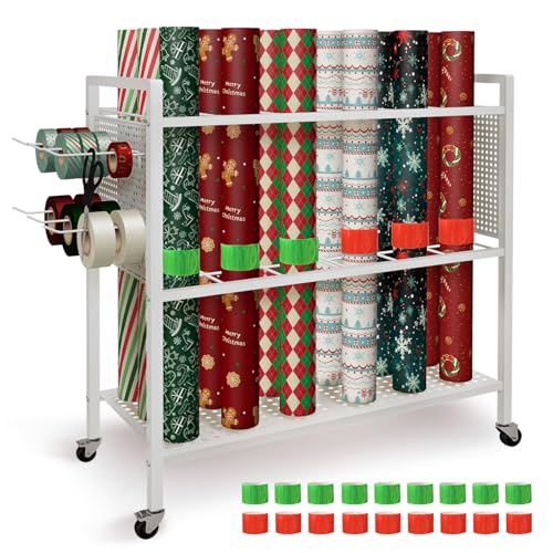 Wrapping Paper Organizer Storage with Wheel Cart, 18 Slap - Image 2