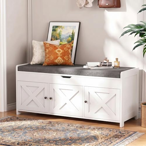 Marsail Shoe Storage Bench with Seating, Farmhouse Entryway Bench - Image 2