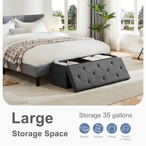 DUMOS 43 Inch Foldable Storage Ottoman Bench | Home Organization - Image 5