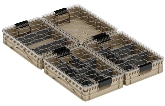 Quarter Crate 4-Pack Stackable Storage Bins, Tan - Image 7