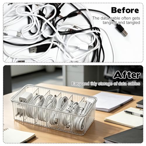 4 Pcs Cable Organizer Box, Clear Plastic Cord Storage Organizer - Image 5