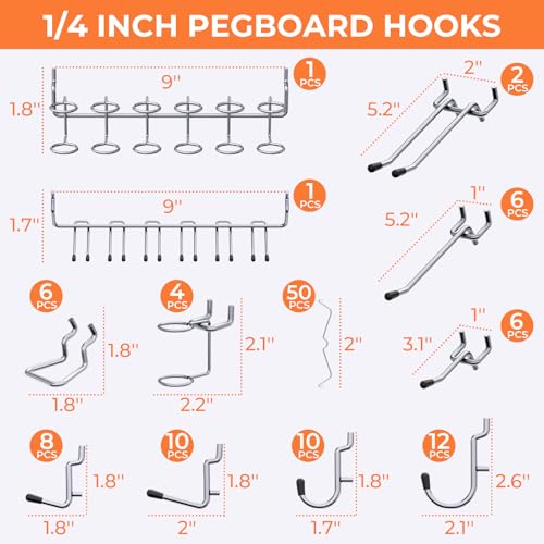INCLY 70PCS Pegboard Wall Organizer Kit with Metal Panels - Image 5